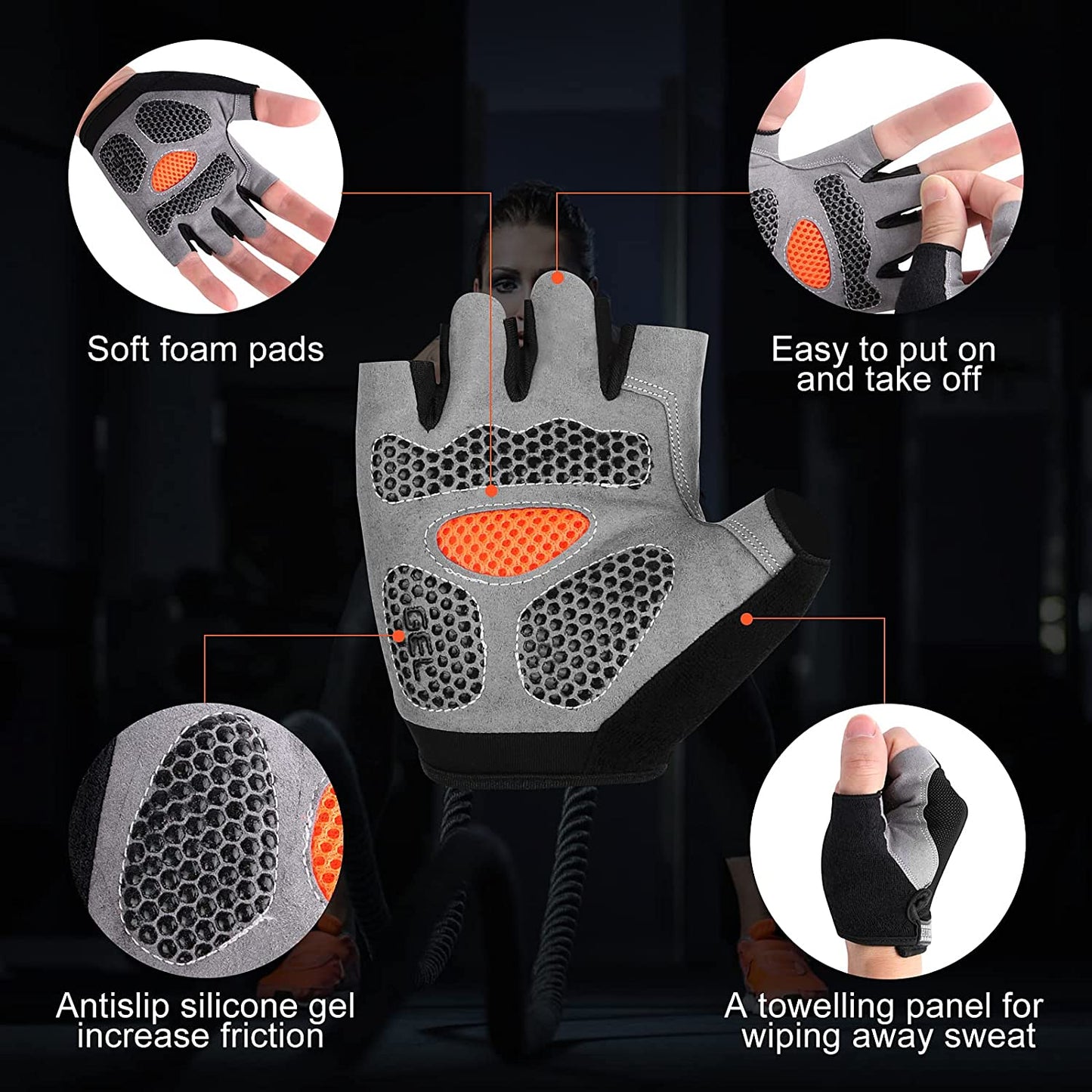 Cycling Gloves Men Women Fingerless Weight Lifting Fitness Gym Gloves Training Non Slip Palm Protect Breathable Bicycle Gloves - MJP CUP