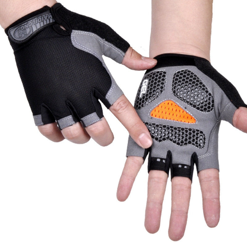 Cycling Gloves Men Women Fingerless Weight Lifting Fitness Gym Gloves Training Non Slip Palm Protect Breathable Bicycle Gloves - MJP CUP