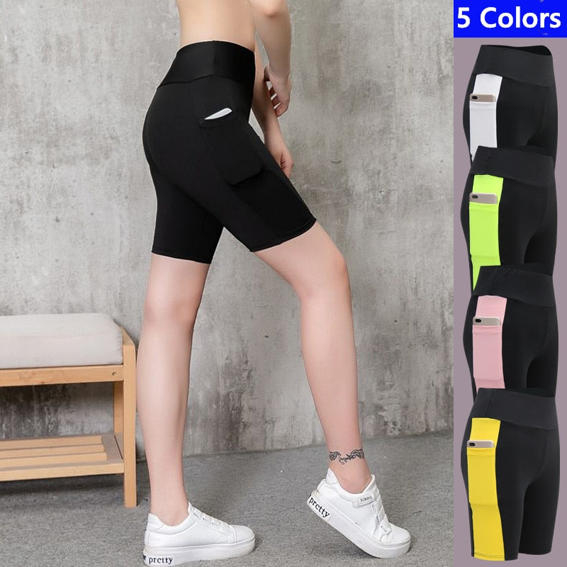 2022 Women&#39;s Yoga Pants Gym Pants Sports Running Shorts Quick Dry Leggings Cycling Push-Ups Safety Panties with Side Pockets - MJP CUP